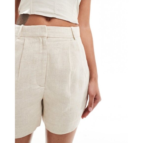 Abercrombie & Fitch Pants - Abercrombie & Fitch Womens Linen Bermuda Shorts Size 8 Preppy Fisherman Pleated